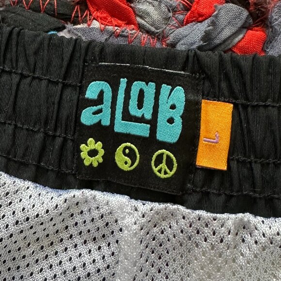 A.LAB Taffy Cherry Dice Black & Beige Two-Tone Board Shorts Men's Size Large 90s - Picture 15 of 15